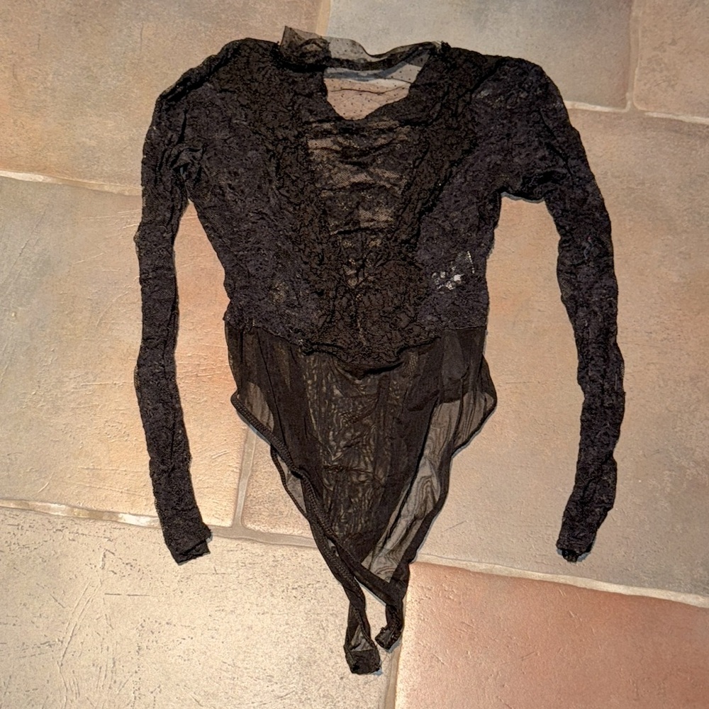 SHEIN SXY Elegant Black Lace Bodysuit Sz small